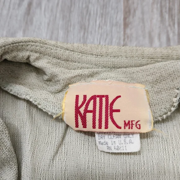 VTG Katie MFG Button Up Maxi Dress 3/4 Sleeve Collared Lightweight Texture Sz 16 - Picture 5 of 13